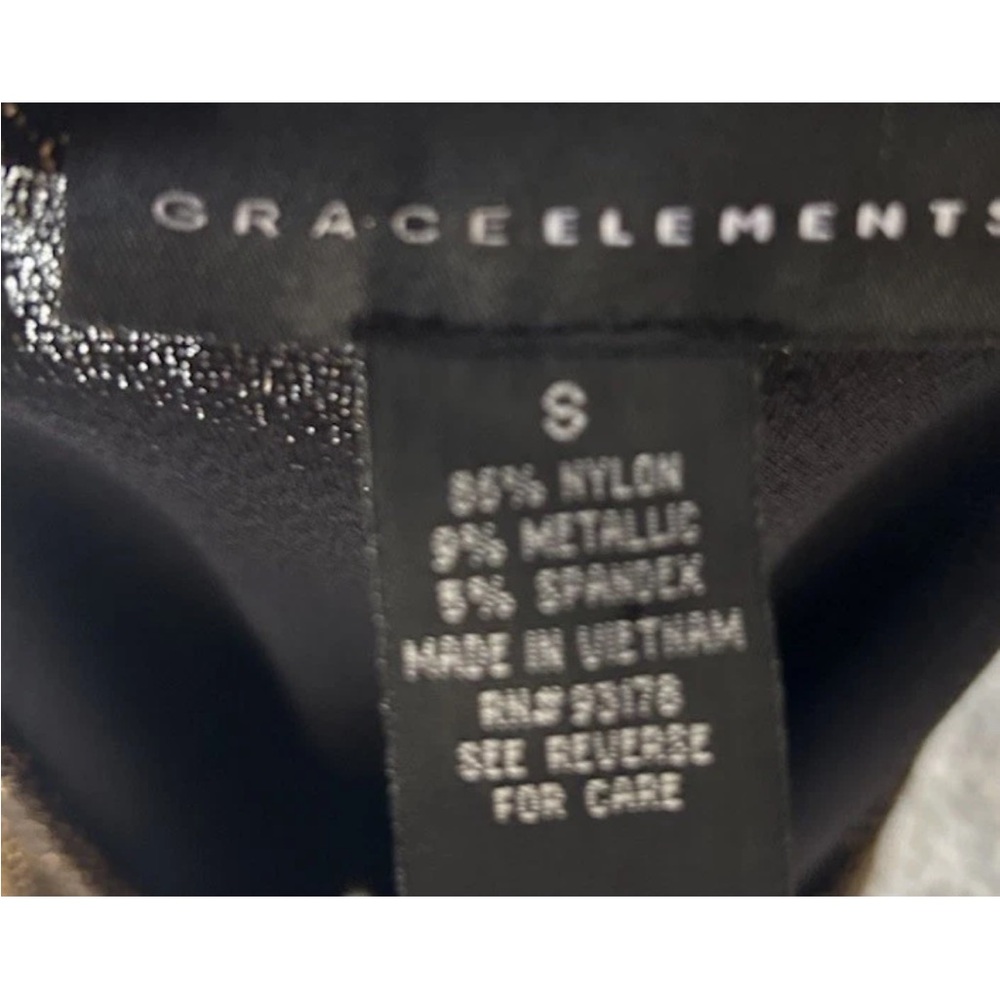 Grace Elements Black Gold Metallic Top Small Long Sleeve Elegant Holiday Party - Picture 7 of 7
